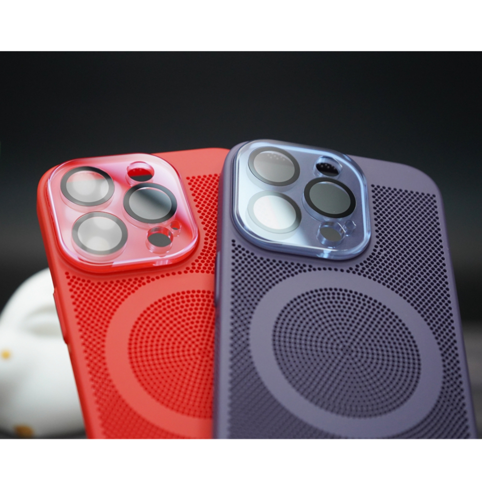 CASE FOR IPHONE【New Black/Dark Purple/Orange/Red】 Magnetic heat dissipation case with lens film for iPhone 11 12 13 14 Pro max heat dissipation mesh hole position matte anti drop phone case