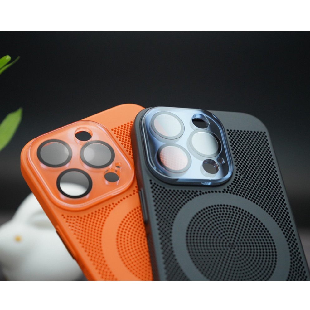 CASE FOR IPHONE【New Black/Dark Purple/Orange/Red】 Magnetic heat dissipation case with lens film for iPhone 11 12 13 14 Pro max heat dissipation mesh hole position matte anti drop phone case