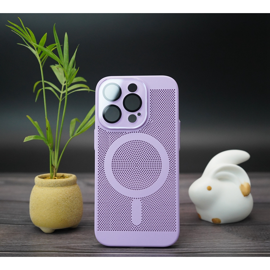 CASE FOR IPHONE【 Dark green/brown/Plum Purple Red】 Magnetic heat dissipation case with lens film for iPhone 11 12 13 14 Pro max heat dissipation mesh hole position matte anti drop phone case