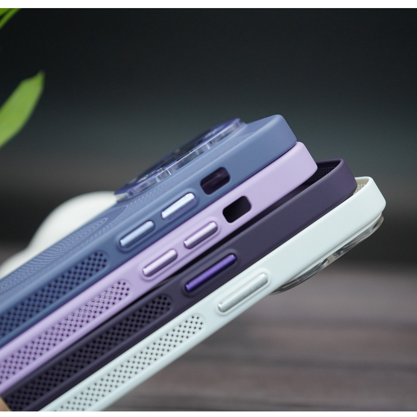 CASE FOR IPHONE【 Dark green/brown/Plum Purple Red】 Magnetic heat dissipation case with lens film for iPhone 11 12 13 14 Pro max heat dissipation mesh hole position matte anti drop phone case