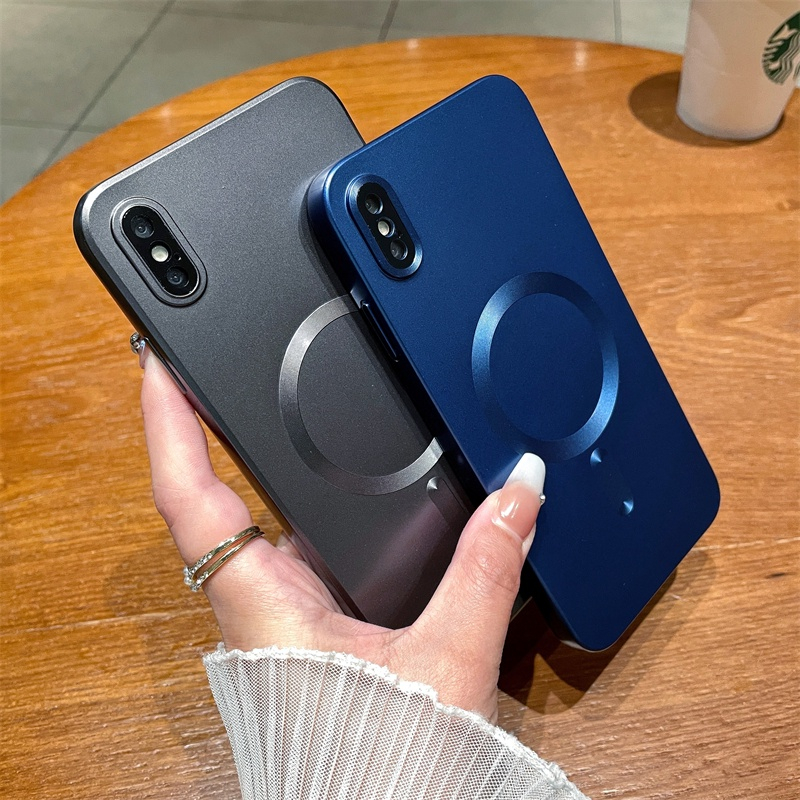 8warna iPhone Xs Max X Xr Xs Case Mewah Plating Magnet Case Dengan Pelindung Lensa Case Silikon