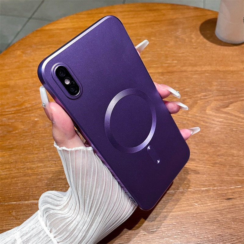 8warna iPhone Xs Max X Xr Xs Case Mewah Plating Magnet Case Dengan Pelindung Lensa Case Silikon