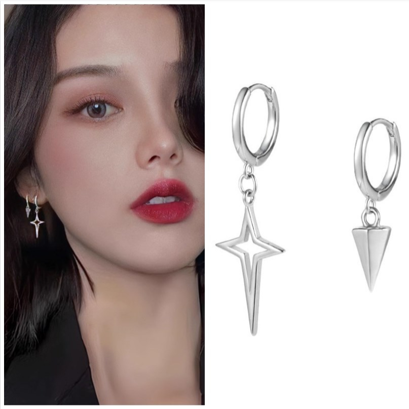 【Bayar di tempat】Anting Hoop s925 Silver Desain Bunga Bintang Salib Geometris Gaya Hip hop Untuk UnisexAnting Hoop s925 Silver Desain Bunga Bintang Salib Geometris Gaya Hip hop Untuk Unisex