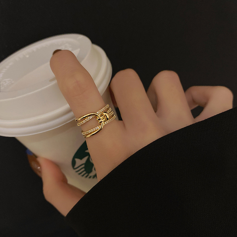 Cincin Zirkon Temperamen Jepang Korea Pembukaan Desain Niche Yang Dapat Disesuaikan ins Influencer Trendi Gaya Keren Perhiasan Cincin Jari Telunjuk