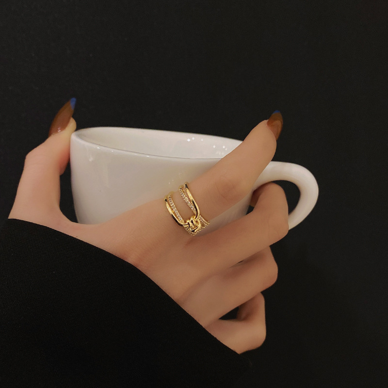 Cincin Zirkon Temperamen Jepang Korea Pembukaan Desain Niche Yang Dapat Disesuaikan ins Influencer Trendi Gaya Keren Perhiasan Cincin Jari Telunjuk