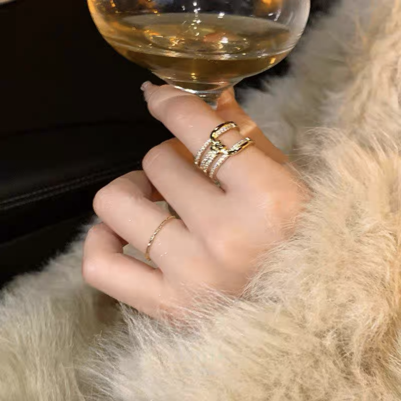 Cincin Zirkon Temperamen Jepang Korea Pembukaan Desain Niche Yang Dapat Disesuaikan ins Influencer Trendi Gaya Keren Perhiasan Cincin Jari Telunjuk