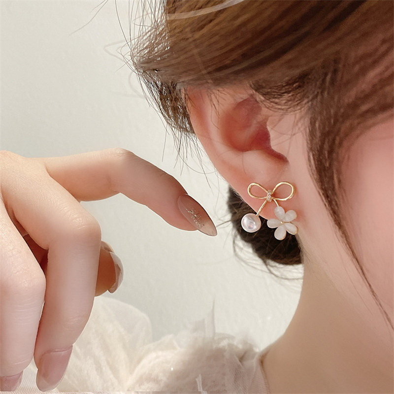 Anting Kait Telinga Panjang Batu Mata Kucing Bunga Fashion Edisi Korea Produsen Batch Pricing