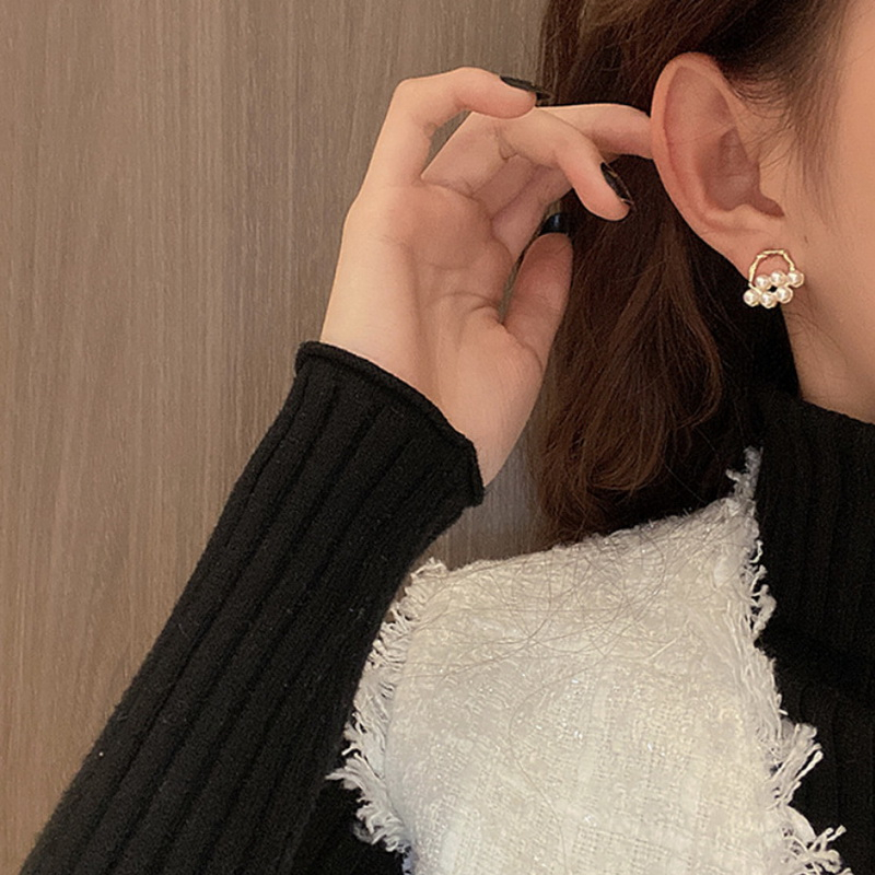 Anting Kait Telinga Panjang Batu Mata Kucing Bunga Fashion Edisi Korea Produsen Batch Pricing