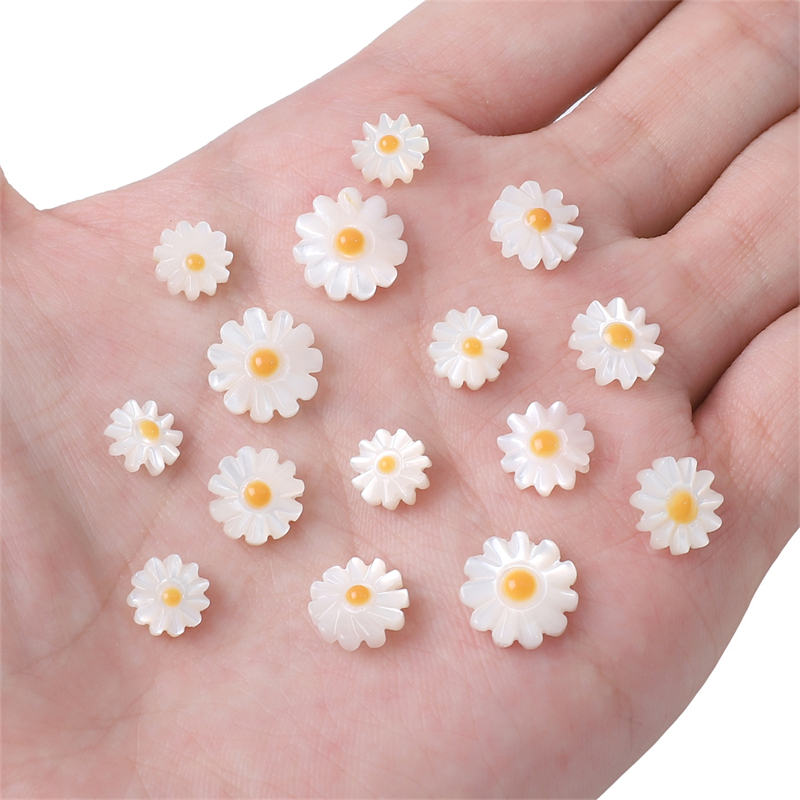 Aksesoris Glossy Bentuk Daisy Bunga Kerang Alami Untuk Membuat Perhiasan DIY