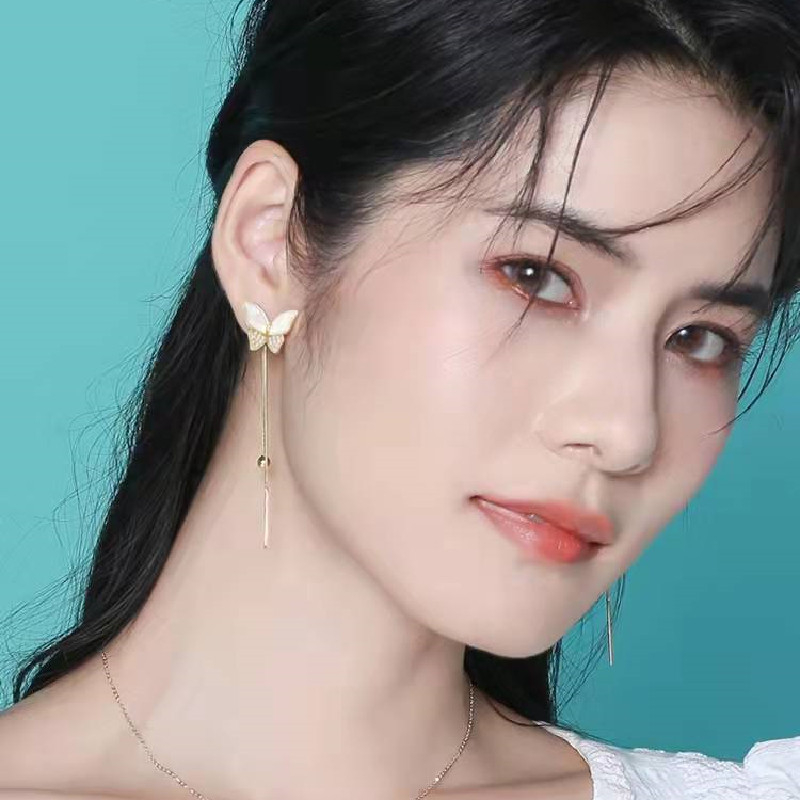 Anting Bunga Daisy, Daun Minyak Dicat Lebah, Anting Rumbai Gaya Panjang Asimetris, Fashion Edisi Korea, Aksesoris Wanita Presisi