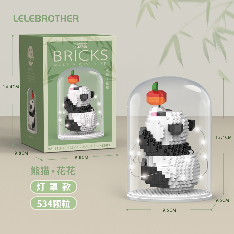 1set panda Dengan Kotak Pajangan building block Mainan Hadiah