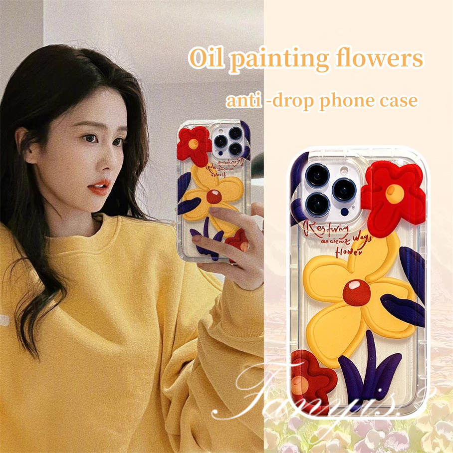 Compatible For IPhone 14 13 12 11 Pro Max X XR Xs Max 8 7 Plus SE 2020 Kompatibel Untuk Ins Bunga Besar Casing Ponsel TPU Bening Soft Cover