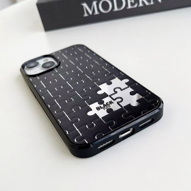 CASE Mirror Black Puzzle FOR iPhone14promax Phone Case Suitable for Apple 12 13 14 Pro Max Custom Puzzle New Anti Drop Phone Case