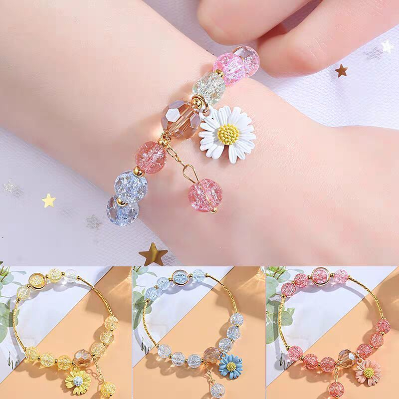 Gelang Daisy Kecil Bunga Matahari Gelang Popcorn Kristal Warna-Warni Modis Dan Lucu Aksesoris Gadis Harga Produsen