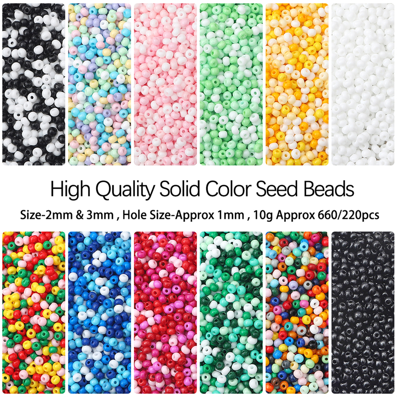 2/3mm Kualitas Tinggi Warna Solid Czech Glass Seed Beads DIY Gelang Kalung Beads Untuk Membuat Perhiasan Jahit Aksesoris