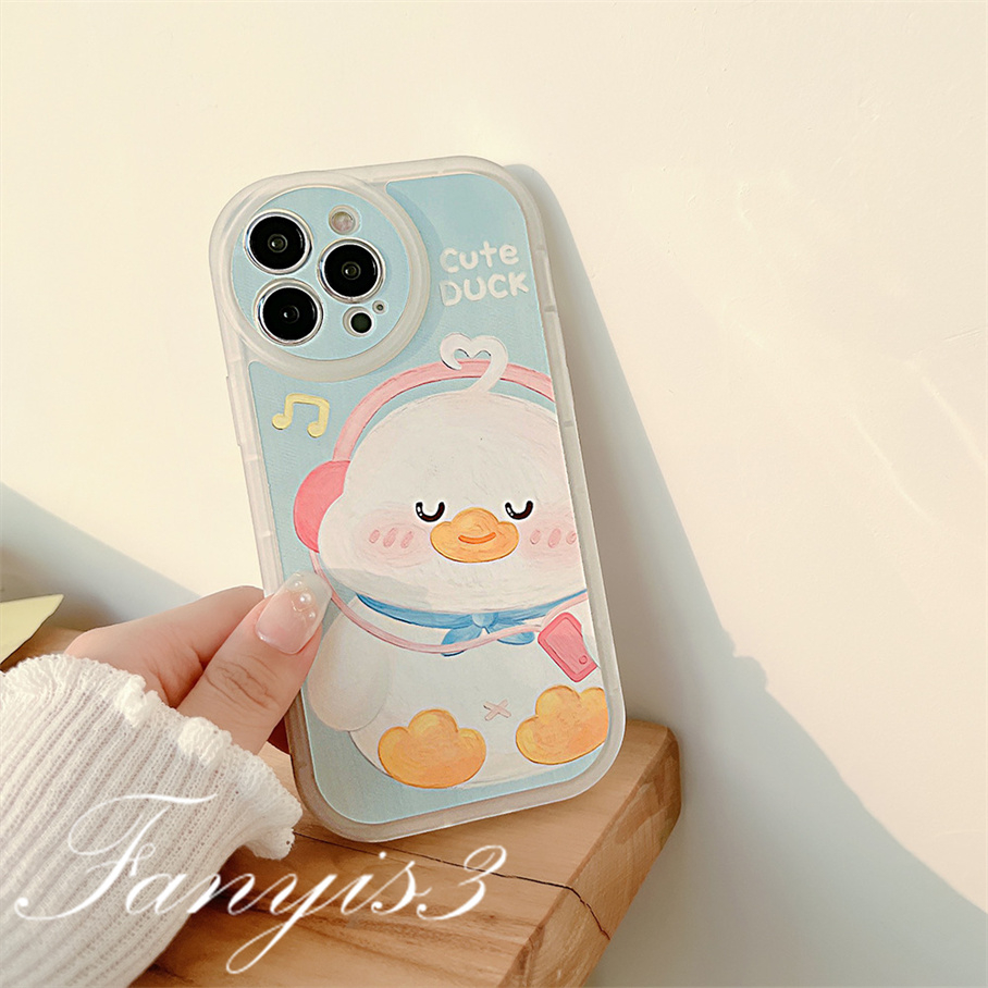 Compatible For iPhone 14 13 12 11 Pro Max X XR Xs Max 8 7 6 6s Plus SE 2020 Kompatibel Untuk Mendengarkan Bebek Ponsel Case Lembut TPU Cover