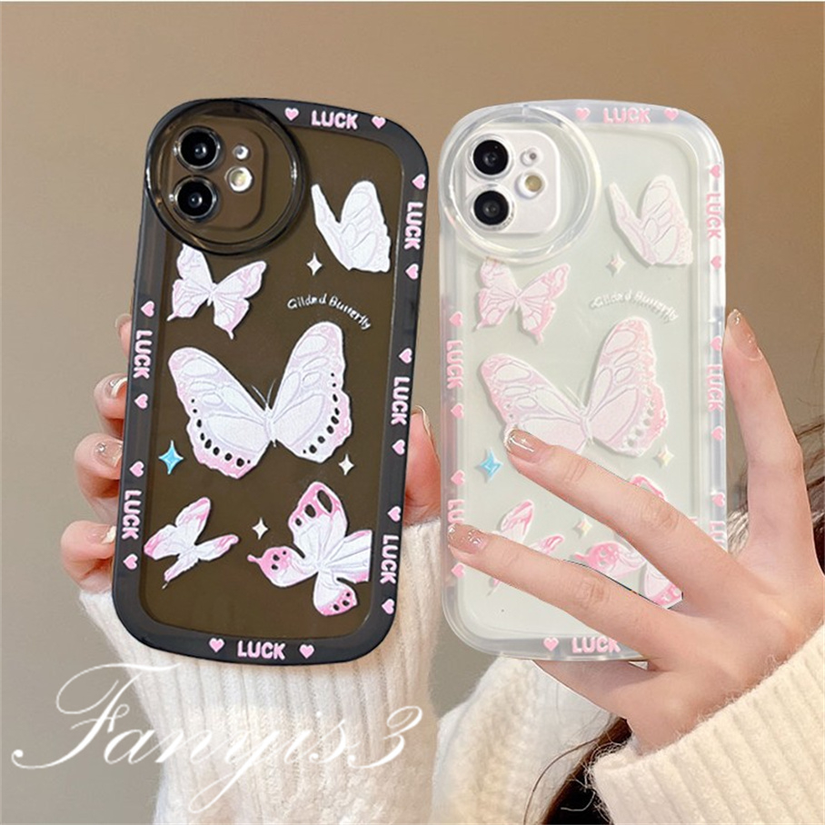 Compatible For iPhone 14 13 12 11 Pro Max X XR Xs Max 8 7 6 6s Plus SE 2020 Kompatibel Untuk Layar Penuh Butterfly Phone Case Soft TPU Cover