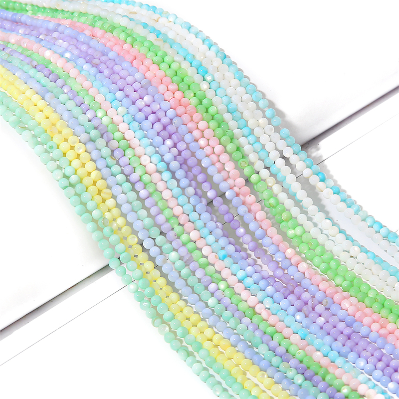 Aksesoris Manik-Manik Shell Air Tawar Alami Mengkilap 3mm Untuk Membuat Kalung Gelang DIY