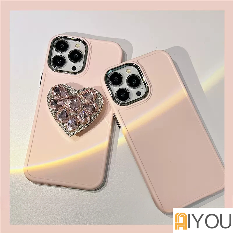 IPHONE Stand Holder Cincin Cermin Berlian Berkilau Lucu Soft Phone Case Untuk Iphone14 13 Pro Max 14Plus 12 Pro 11xr XS Cover Mewah