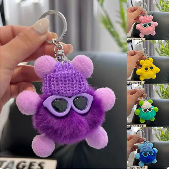 Gantungan Kunci Bulu Kelinci Rex Mini Gantungan Kunci Berbulu Pernak Pernik Pom Pom Keychain Trinket Pompon Gantungan Kunci