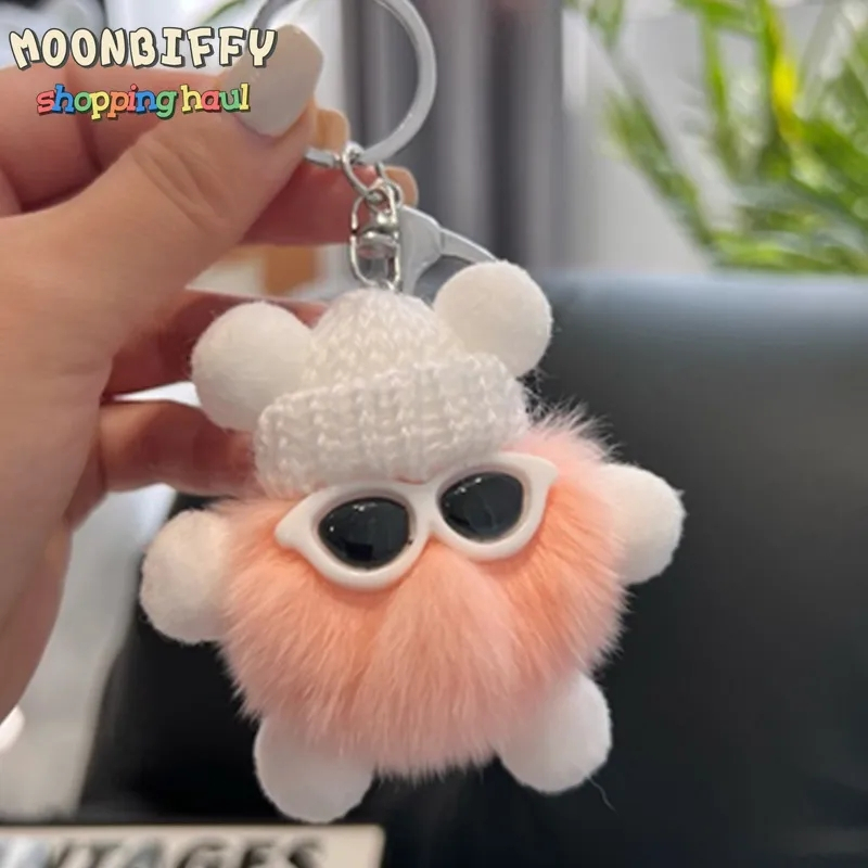 Gantungan Kunci Bulu Kelinci Rex Mini Gantungan Kunci Berbulu Pernak Pernik Pom Pom Keychain Trinket Pompon Gantungan Kunci