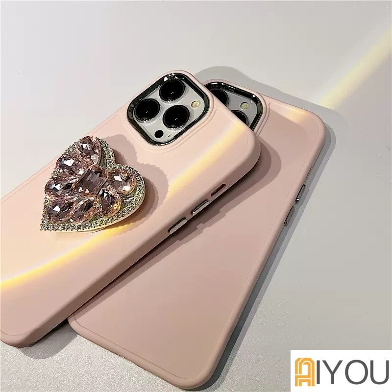 IPHONE Stand Holder Cincin Cermin Berlian Berkilau Lucu Soft Phone Case Untuk Iphone14 13 Pro Max 14Plus 12 Pro 11xr XS Cover Mewah