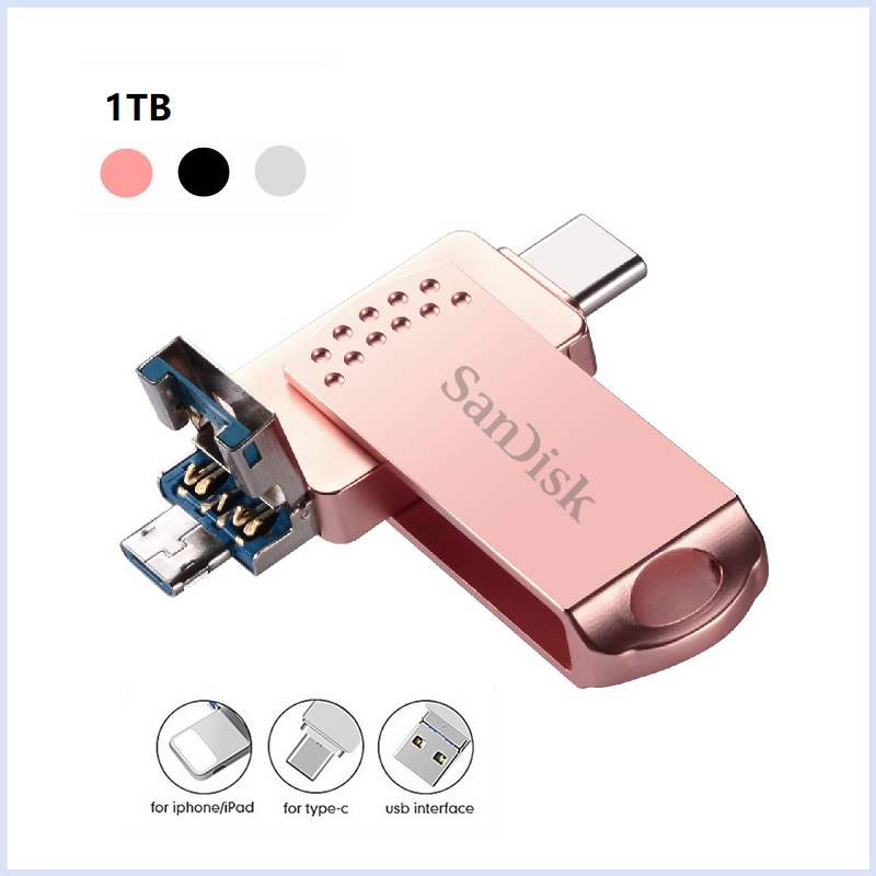 Flashdisk usb OTG 1TB Original 3in1 Flashdisk Flash Drive External Untuk Tipe-C/Micro usb/iPhone/iPad/Komputer/Laptop/PC