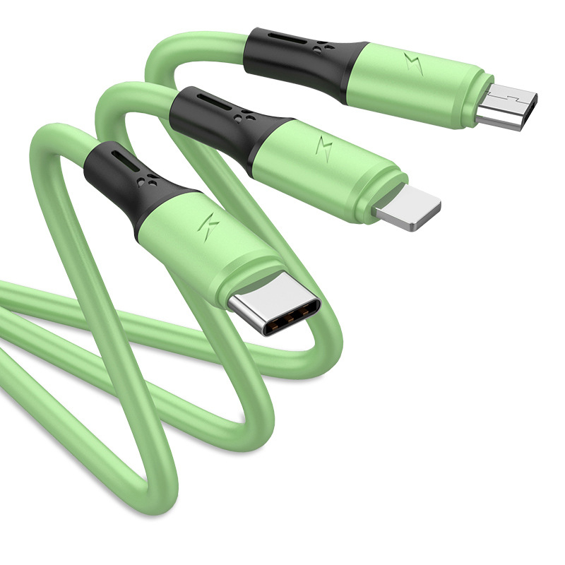 IPHONE Kabel Cas 3in1 Cepat Tipe C 8Pin Micro USB Cable Untuk Iphone11 14 Xr Plus iOS Samsung Android