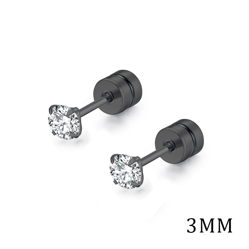 [ACKER] 3mm 1pasang 925silver Titanium Stainless Cubic Zirconia Diamond AAA+ Anting Tusuk Zircon Untuk Wanita /Pria