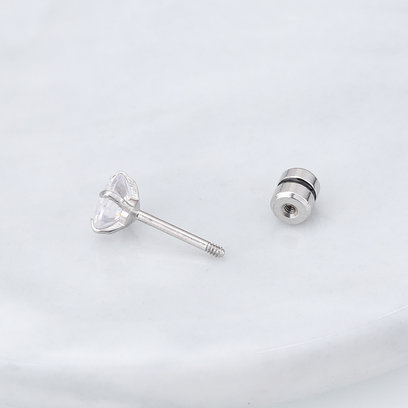 [ACKER] 6mm 1pasang 925silver Titanium Stainless Cubic Zirconia Diamond AAA+ Anting Tusuk Zircon Untuk Wanita /Pria