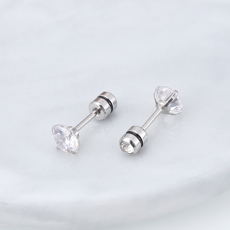 [ACKER] 6mm 1pasang 925silver Titanium Stainless Cubic Zirconia Diamond AAA+ Anting Tusuk Zircon Untuk Wanita /Pria