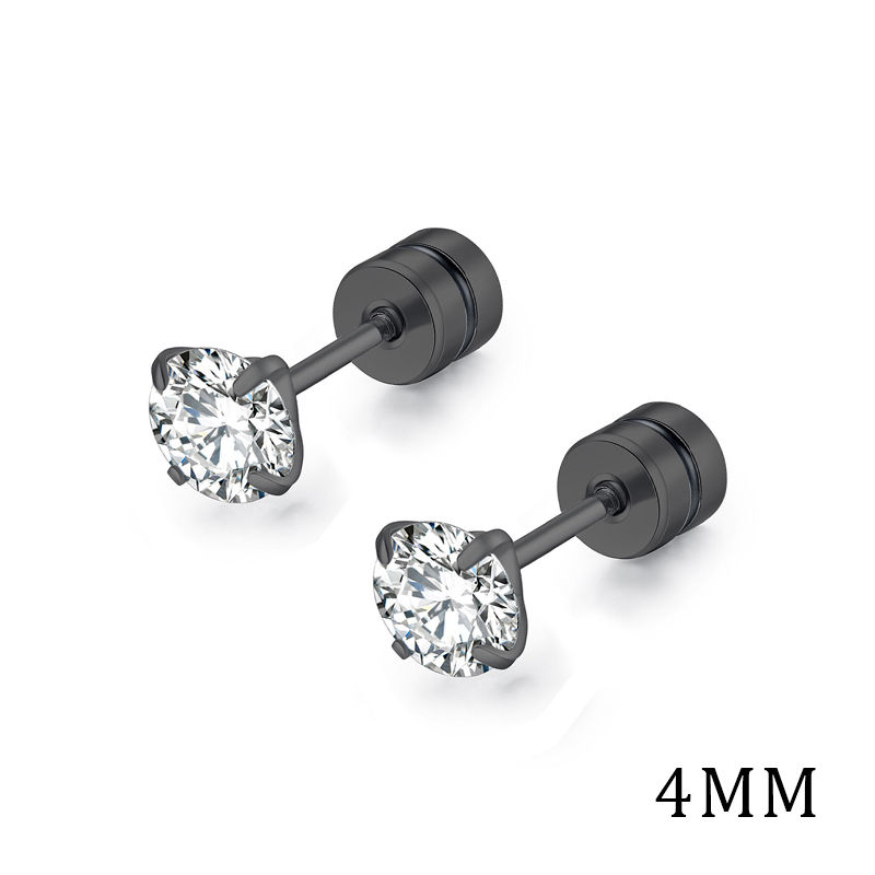 [ACKER] 4mm 1pasang 925silver Titanium Stainless Cubic Zirconia Diamond AAA+ Anting Tusuk Zircon Untuk Wanita/Pria