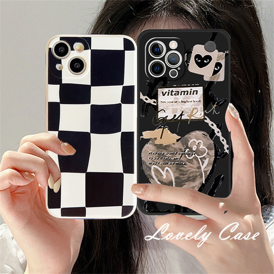 Casing Samsung A14 A54 A34 A04 A04s A04E A13 A23 A53 A73 A33 A03s A02s M02s A52 A32 A22 A12 A71 A51 A50 A50s A30s S23 S22 Ultra 2023Geometric Checkboard Phone Case Silicon Cover