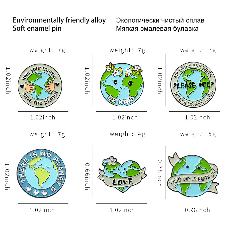 Kreatif Bumi Hijau Bros Lencana Kartun Bumi Lencana Bros Pin Ramah Lingkungan Perhiasan Aksesoris Hadiah Untuk Teman