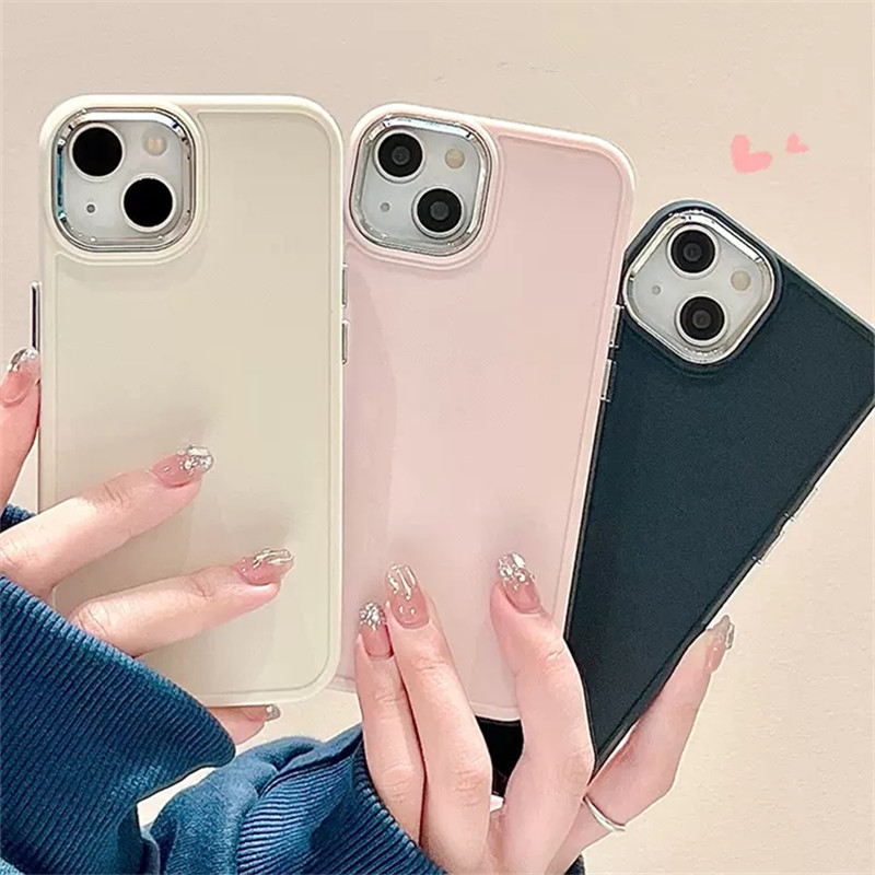 luxury silicon soft TPU + plating camera case for iPhone 11 12 Pro max X XS MAX XR 7 8 PLUS SE 2022 2020 High quality shockproof back cover case