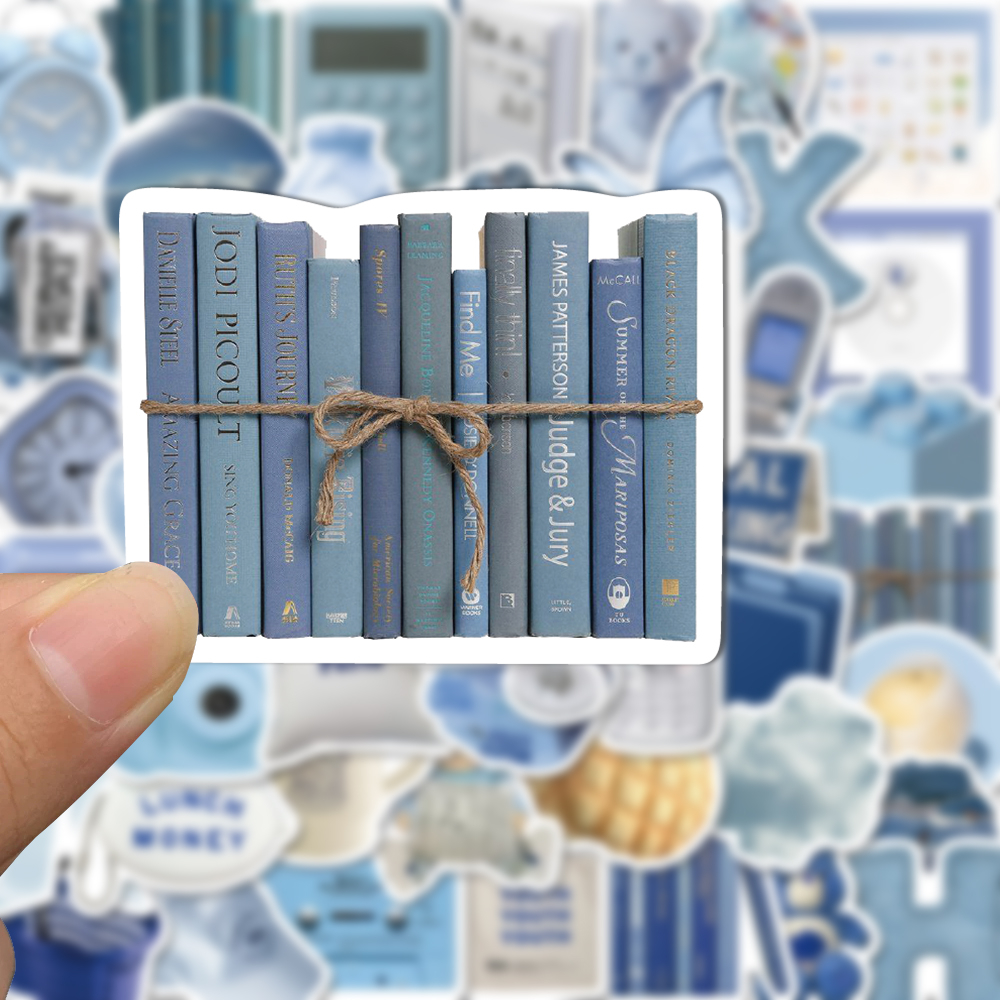 [in Stock] 60pcs ins style Biru Korea graffiti Stiker Untuk Ponsel Laptop Cangkir Air Stiker Tahan Air