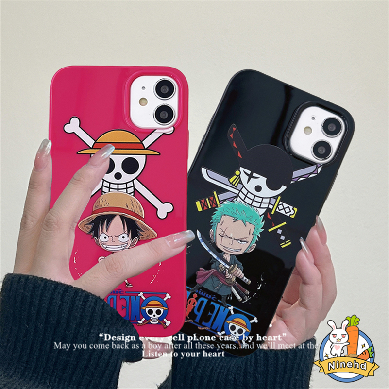 IPHONE Casing Kompatibel Untuk Iphone14 13 12 11 Pro Max X Xr Xs Max8 7 6 6s Plus SE 2020 Anime One Piece Luffy Phone Case Pelindung Lensa Dua Sisi Shockproof Silikon Halus Soft Case