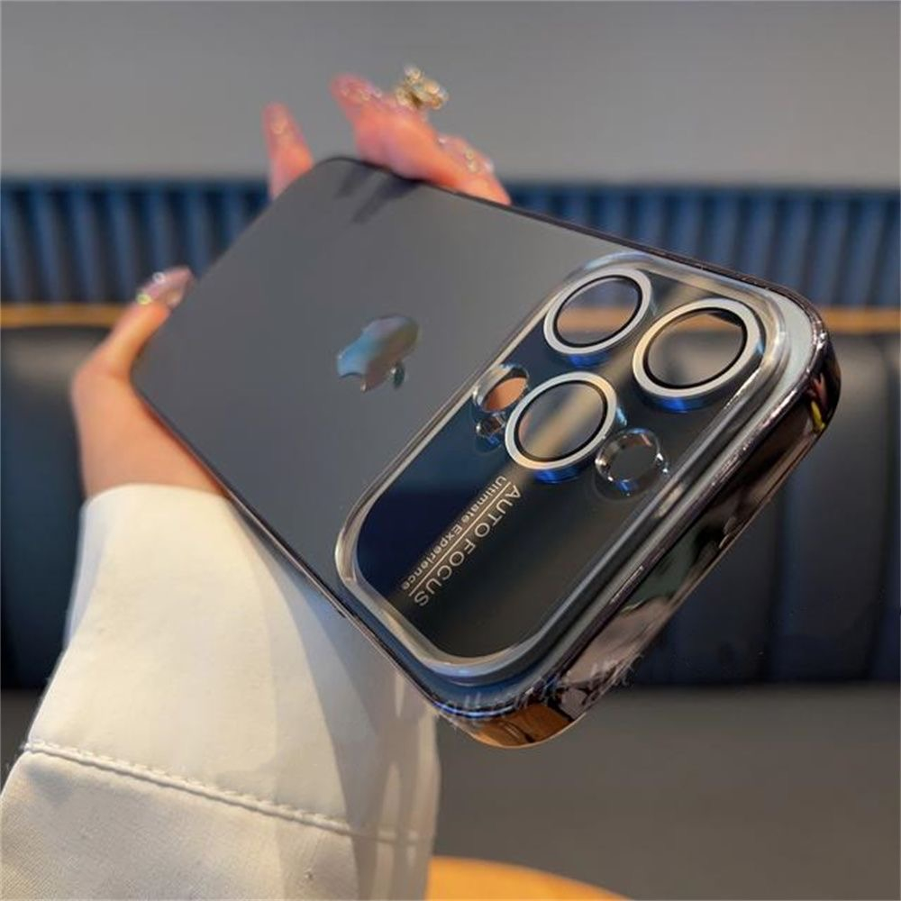 New Simple Advanced Electroplated Frosted glass 8K Lens Window Original Phone Case For iPhone 14 13 12 11 Pro Max Phone Case 14Promax 13Promax 12Promax Anti drop Phone Case