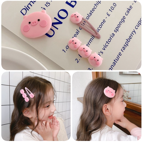 [Yumna] Kartun Piggy Hairpin Love Oval Jepit Rambut Lucu Manis Siswa Jepit Rambut