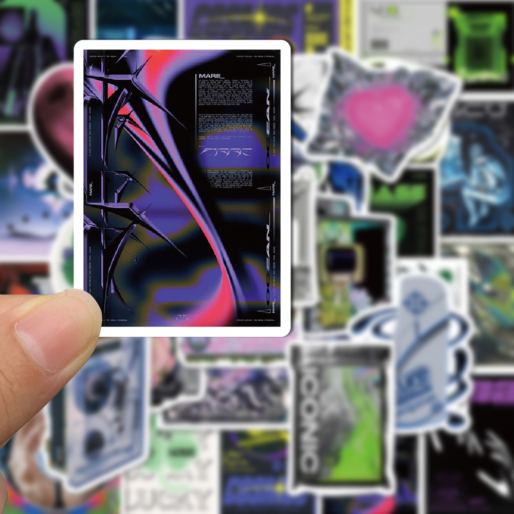 40 Pcs Asam Desain Art Ins Style Stiker Kreatif DIY Hand Ledger Phone Case Laptop Cangkir Air Tahan Air Stiker Stiker