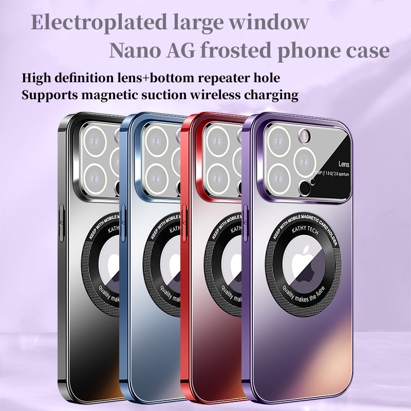 New!! Magnetic AG frosted PC anti drop phone case suitable for iPhone 14 13 12 Pro Max 14 Plus electroplated frame hard case High quality frosted hollowed out phone case