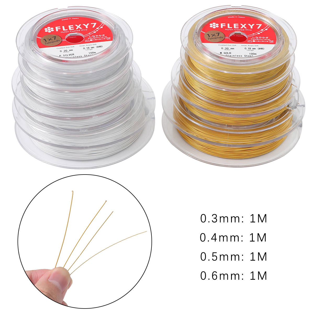 1meter 0.3/0.4/0.5/0.6mm Jepang Flexy Impor Kawat Baja Lembut Colorfast Manik-Manik Kawat Untuk Temuan Perhiasan Handmade Membuat Kerajinan