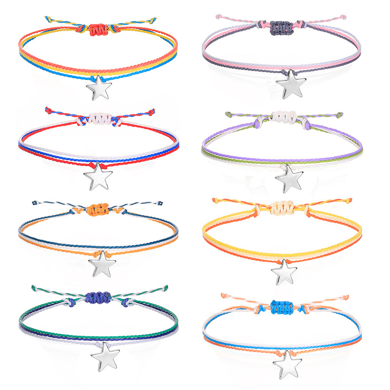 Fashion Braided Bracelet Gaya Bohemian Benang Lilin Pentagram Liontin Adjustable Bracelet Untuk Aksesoris Perhiasan Pria Dan Wanita