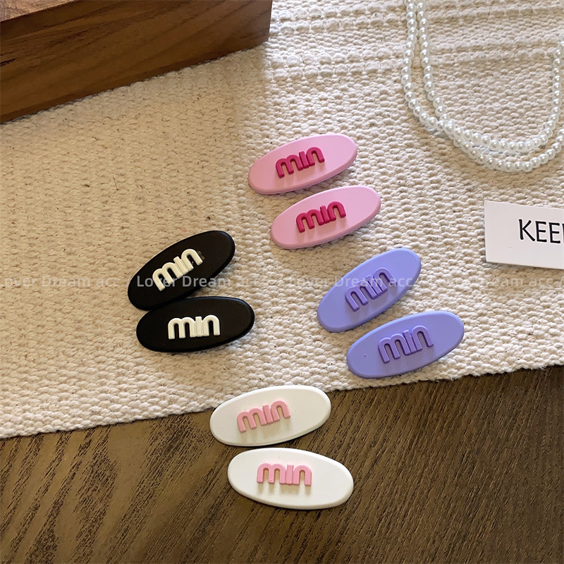 Jepit Rambut Huruf min Lucu Korea Klip Bang Gadis Akrilik Berwarna-warni Jepit Rambut Kecil Anak