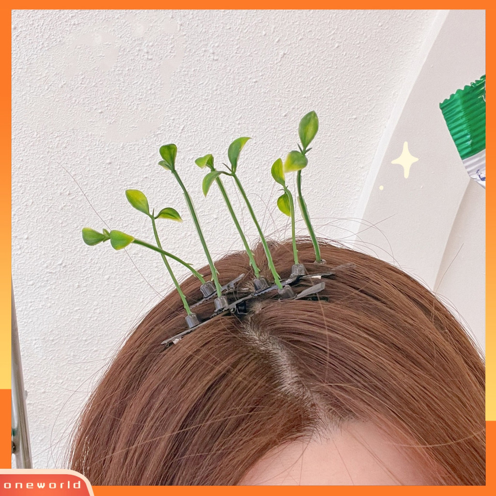 [ONE] Hair Clip Funny Snap-on Decorative Attractive Wear-resistant Hair Decoration Gifts Kids Girls Women Bean Sprout Hairpin Barrette for Daily Wear