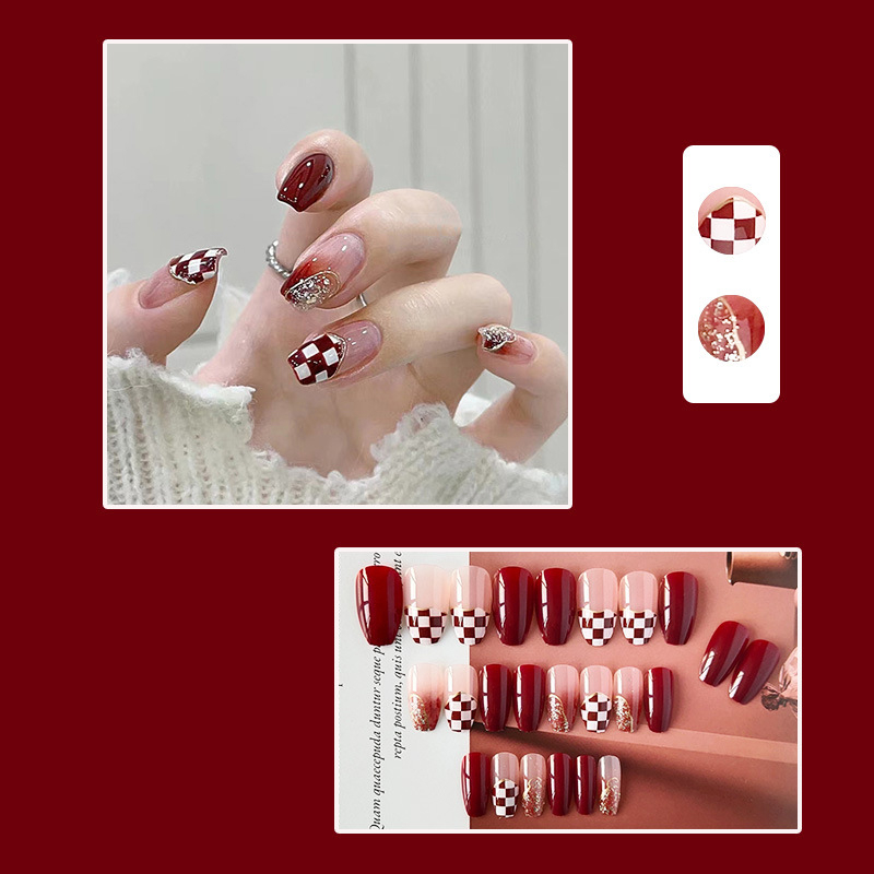 Kuku Palsu Fake Nail 24 Pcs Kemasan Strip Kuku Palsu Baru Fake Nails Kuku Palsu 3d Kuku Palsu Polos French Manicure-T124