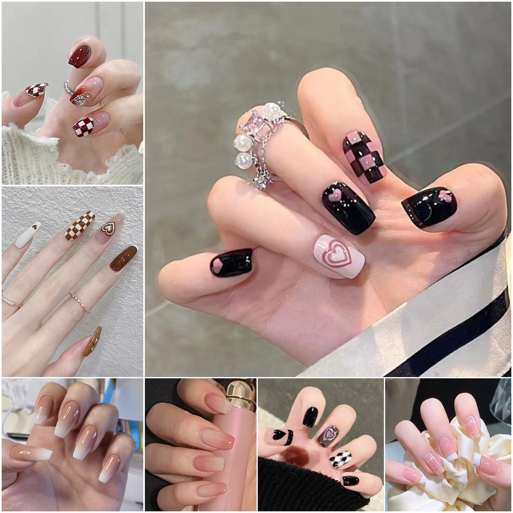 Kuku Palsu Fake Nail 24 Pcs Kemasan Strip Kuku Palsu Baru Fake Nails Kuku Palsu 3d Kuku Palsu Polos French Manicure