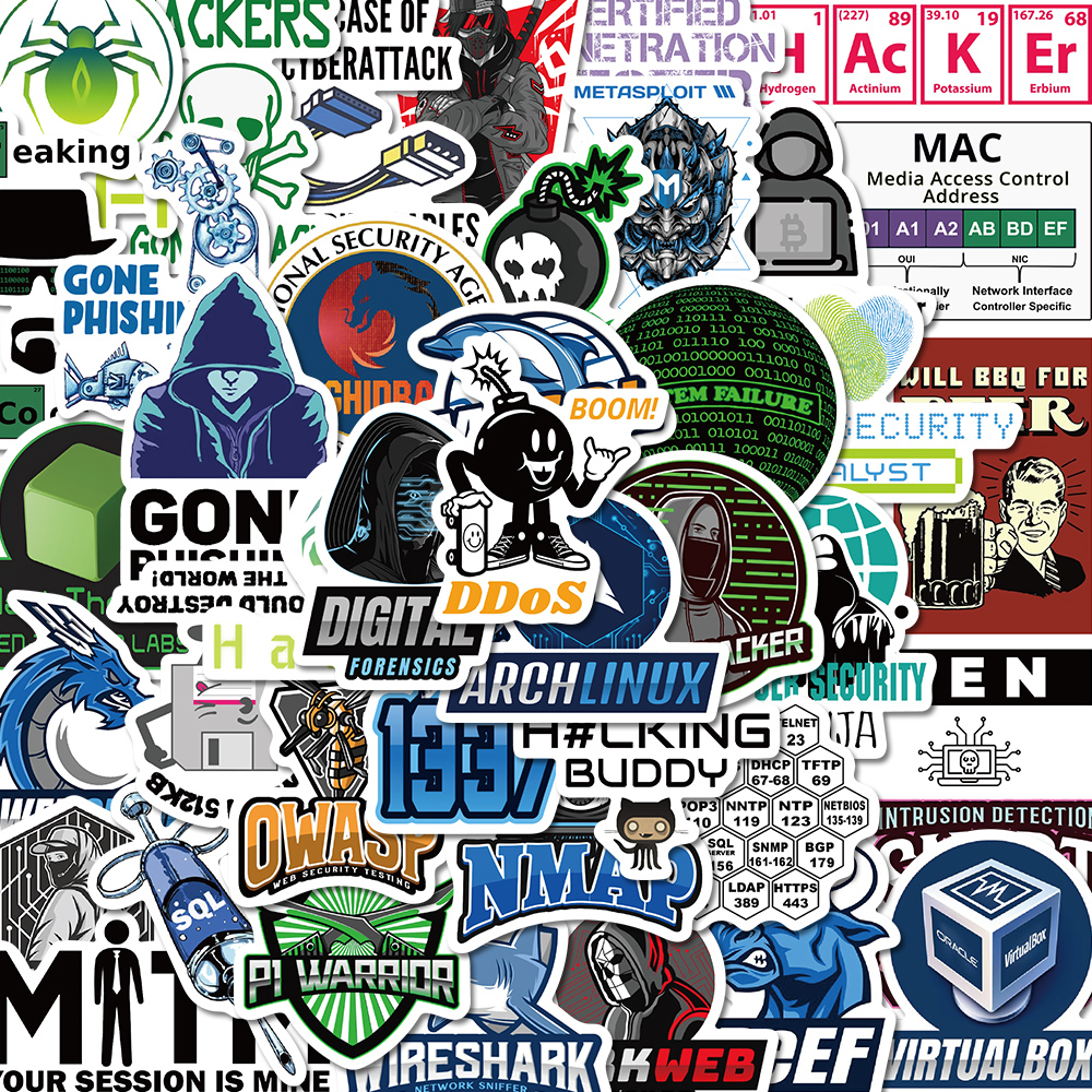 [in Stock] 50pcs hacker programming Kartun Stiker laptop Ponsel Helm Dekorasi Tahan Air Stiker