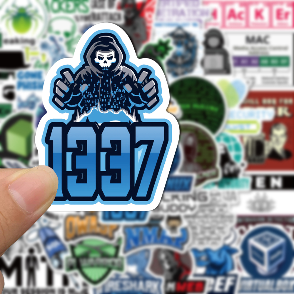 [in Stock] 50pcs hacker programming Kartun Stiker laptop Ponsel Helm Dekorasi Tahan Air Stiker