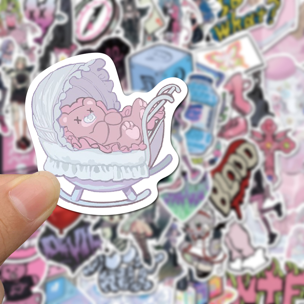 [in Stock] 60pcs Harajuku style girl domi Korea Stiker Dengan Kecantikan Tinggi Ponsel Helm laptop Tahan Air Stiker